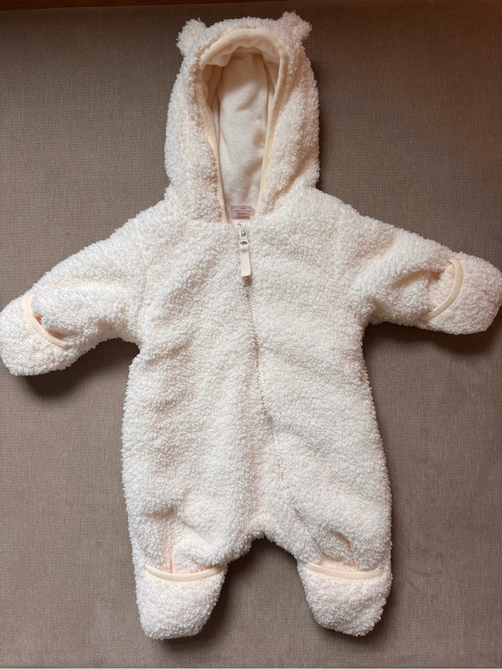 wonder nation Cream Sherpa Hooded Baby Footie with Ears